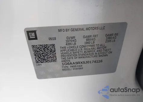 2018 Cadillac Ats Standard из США, поврежденный, VIN 1G6AA5RX5J0174116